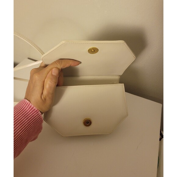 VTG Mary Ann Rosenfeld Cream Leather Small Shoulder Bag - Picture 4 of 12